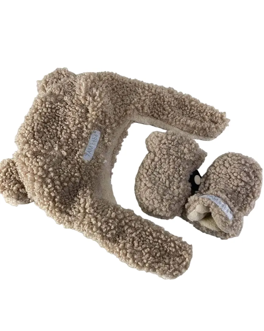 7 A.M. Enfant Cub Set, Teddy, Oatmeal, 0-6 months