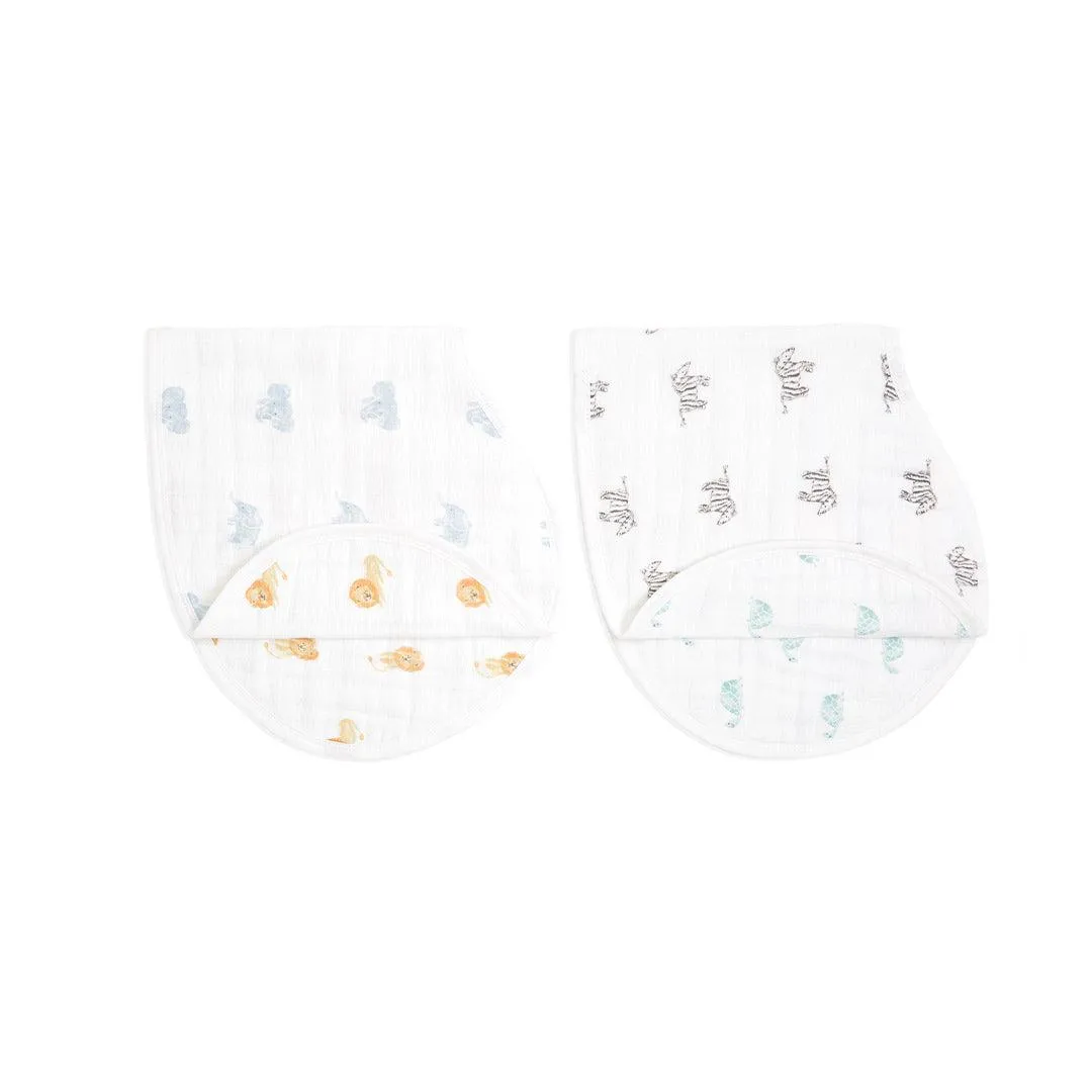 aden   anais Organic Burpy Bibs - Animal Kingdom - 2 Pack