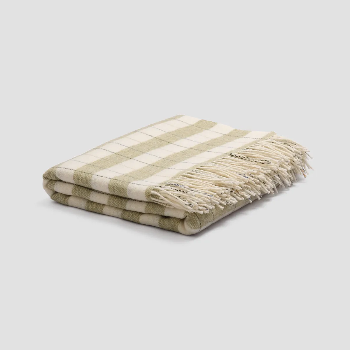 Apple Checked Stripe Wool Blanket Piglet In Bed