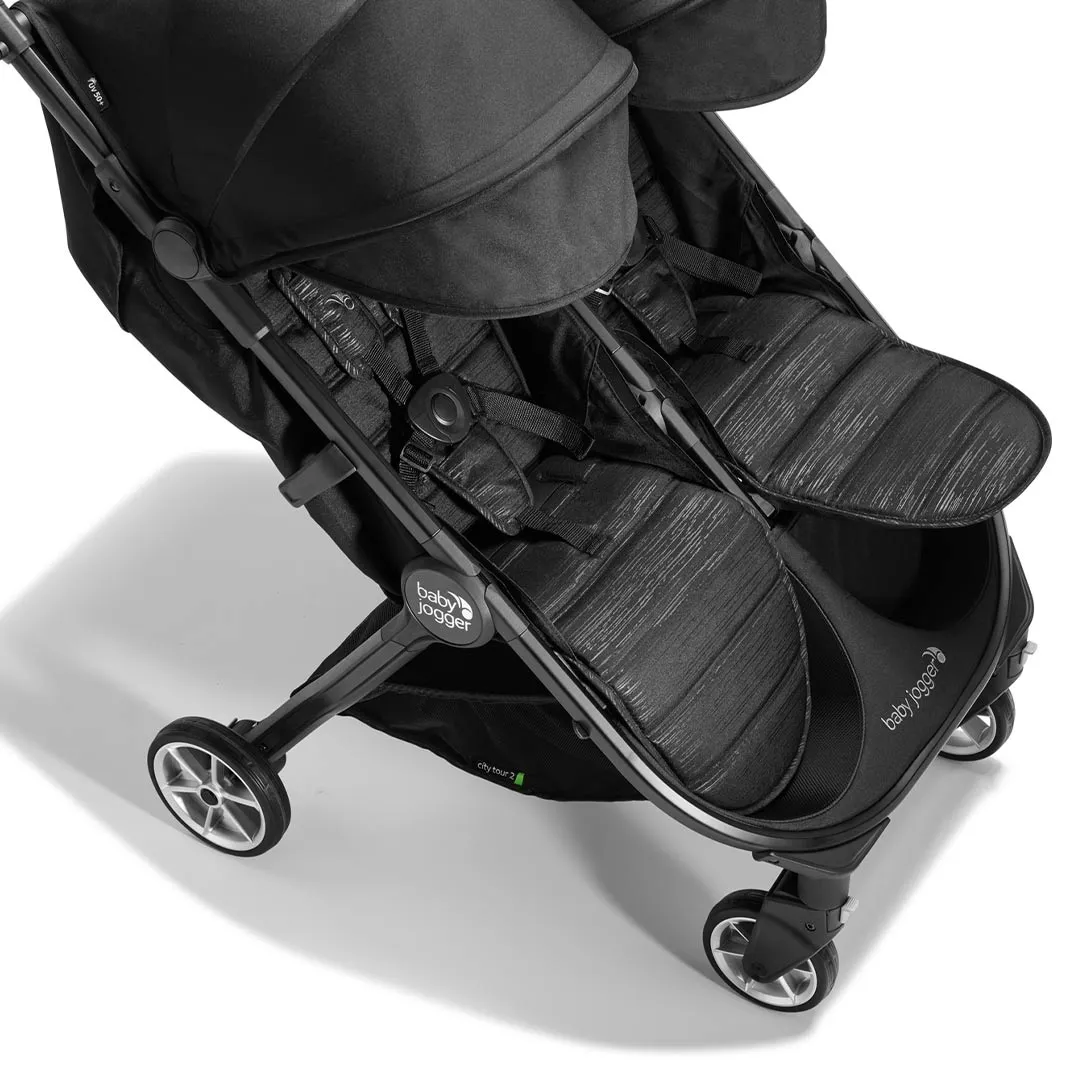 Baby Jogger City Tour 2 Double Pushchair   Carrycot Bundle - Pitch Black