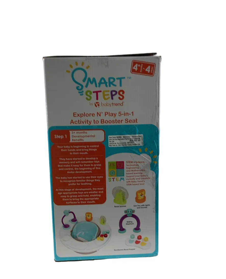 Baby Trend Smart Steps Explore N Play 5-in-1 Activity to Booster Seat, Blue Safari Fun