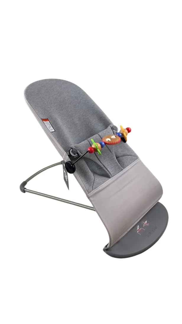 BabyBjorn Bouncer Bliss Bundle With Toy Bar, Googly Eyes, Dark Gray Frame, Light Gray 3D Jersey