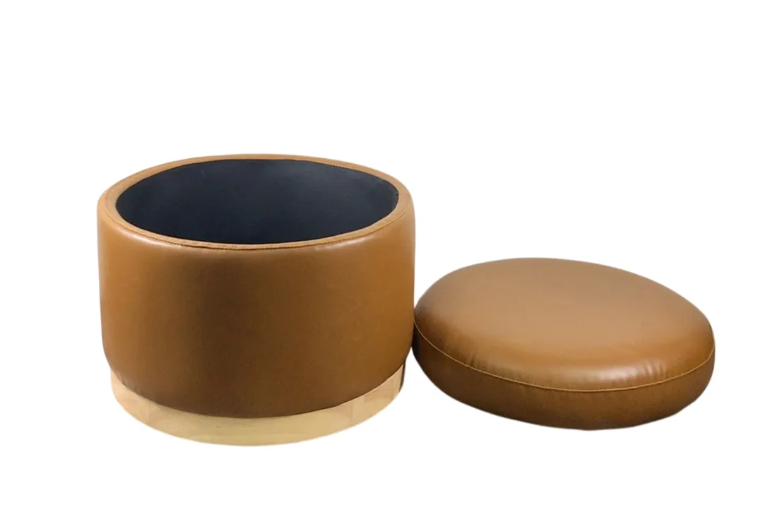 Babyletto Naka Storage Ottoman, Vegan Tan Leather/Light Base