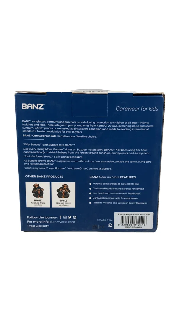 Banz Hear No Blare Earmuffs, Pink