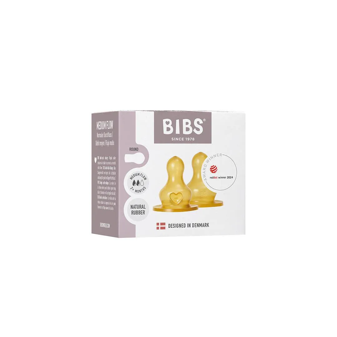 BIBS Bottle Nipple 2 Pack Latex Medium Flow - Clear