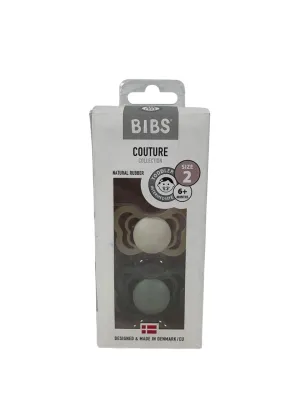 BIBS Couture Pacifiers 2 Pack, Ivory/Sage, Size 2 (6  months)