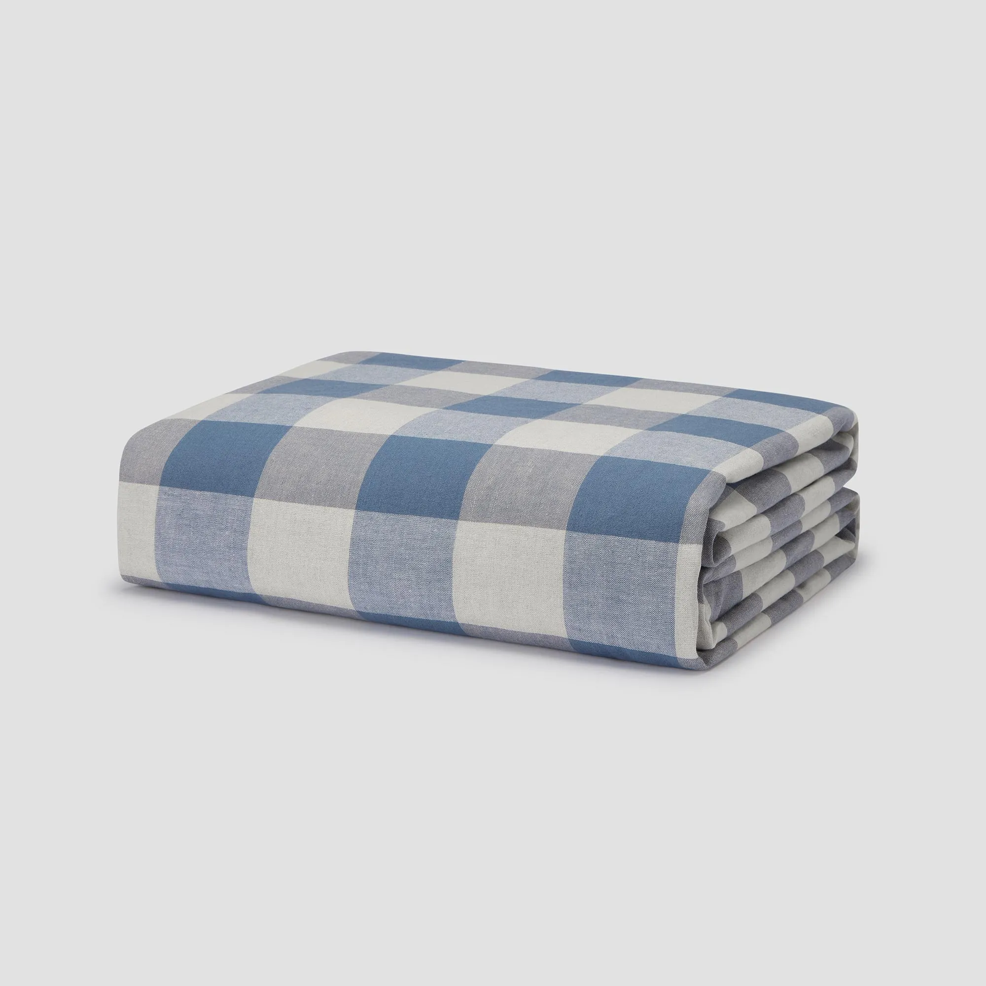 Blueberry Emsworth Plaid Linen Blend Duvet Cover Piglet In Bed