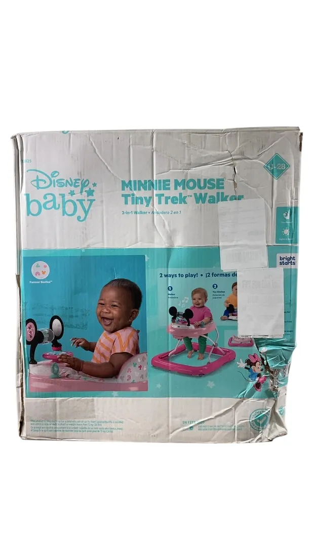 Bright Starts Tiny Trek 2-in-1 Activity Walker, Minnie Mouse Forever Besties