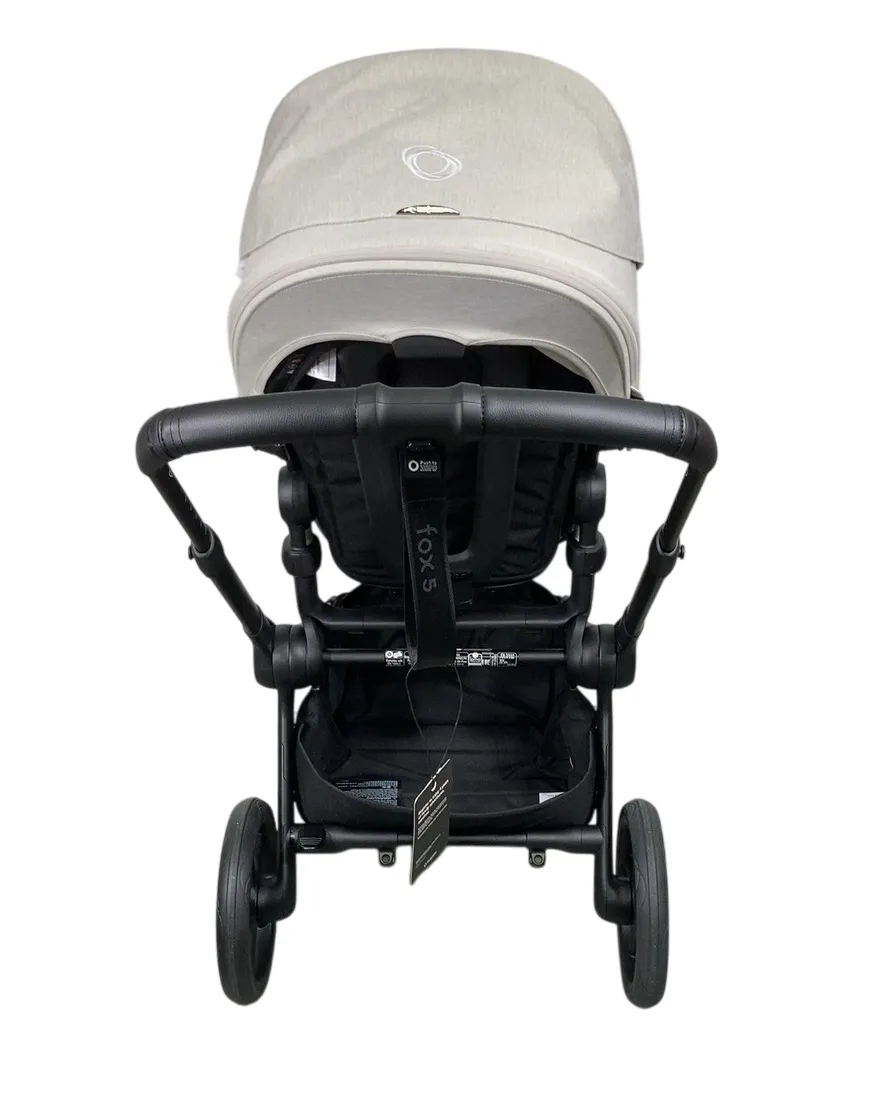 Bugaboo Fox 5 Renew Bassinet and Seat Stroller, 2025, Black Frame, Misty White/Black