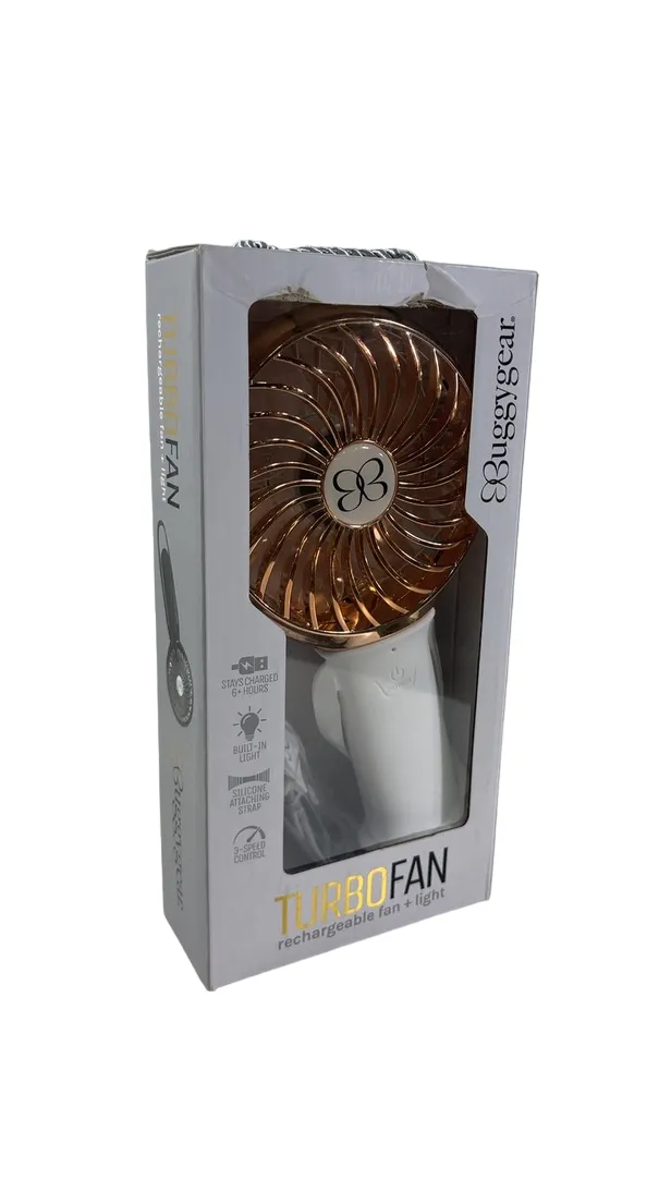 Buggygear 3 Speed Rechargeable Fan, Bronze and White