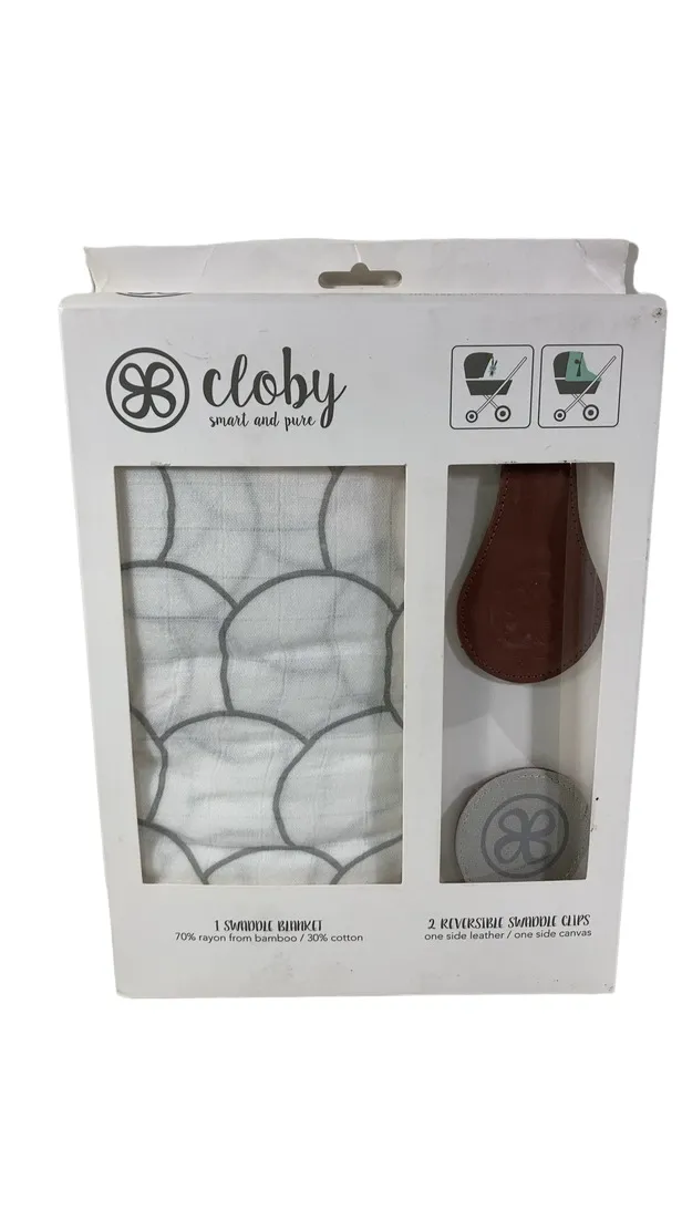 Buggygear Cloby Swaddle Blanket with Leather Magnetic Stroller & Clip, Brown