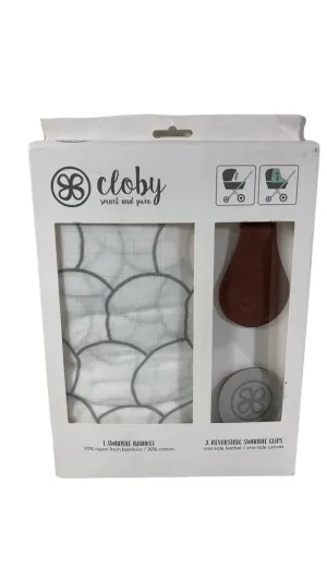 Buggygear Cloby Swaddle Blanket with Leather Magnetic Stroller & Clip, Brown