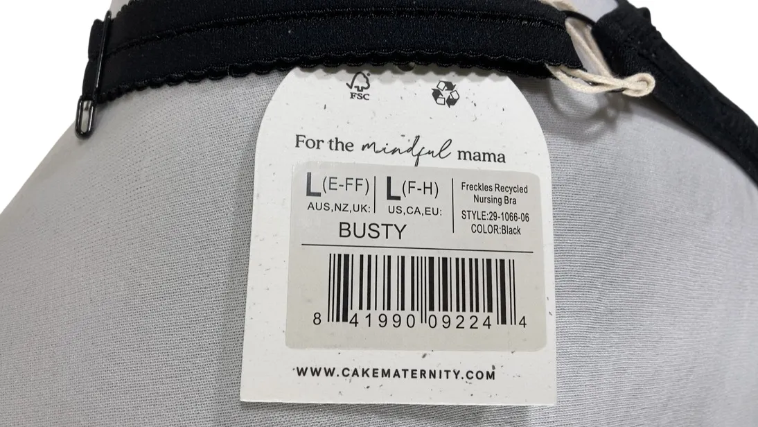 Cake Maternity Freckles Busty Recycled Wirefree Nursing Bra, Black, Busty (F-H), Large (F-H)