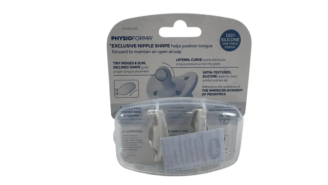 Chicco PhysioForma Pacifiers 2-Pack, 0-6 Months, Luxe Pearl Grey