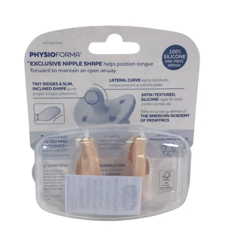 Chicco PhysioForma Pacifiers 2-Pack, Blush, 0-6 Months
