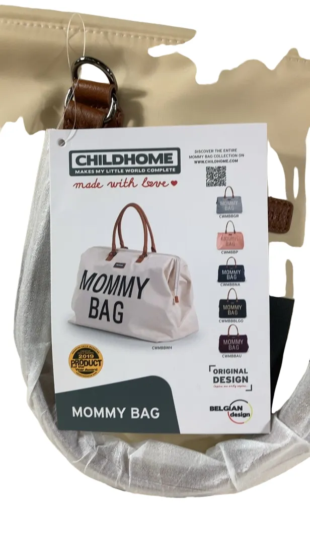 Childhome Canvas Mommy Bag XL Diaper Bag, Off White Black