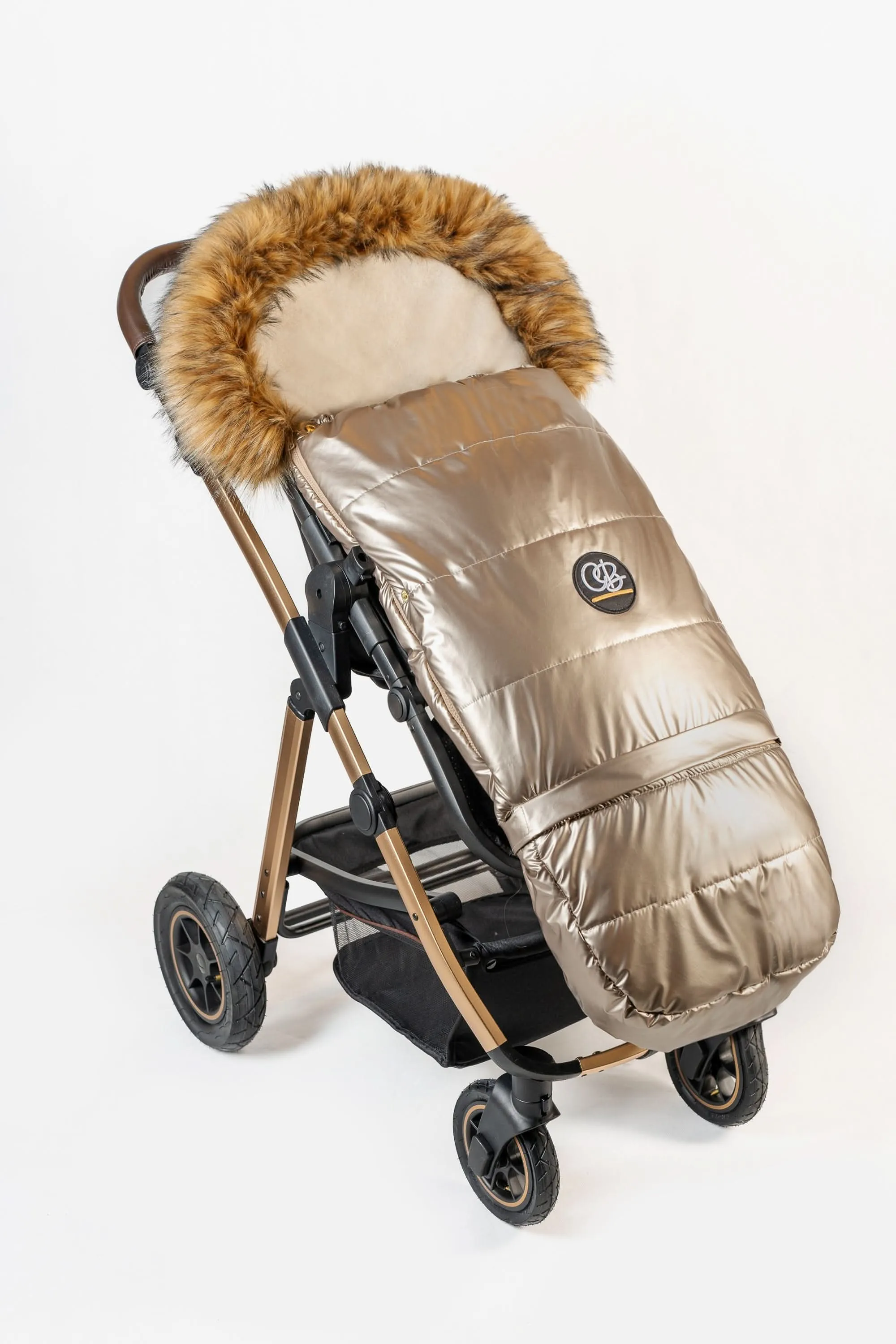 Cover Baby Organic Premium Beige Wool Adjustable Footmuff, Pastel Gold