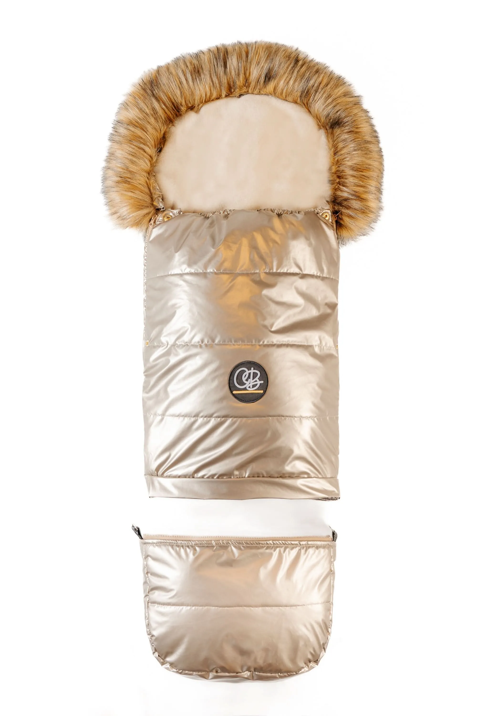 Cover Baby Organic Premium Beige Wool Adjustable Footmuff, Pastel Gold