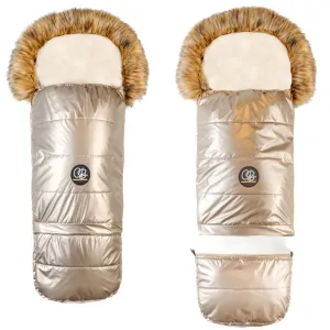 Cover Baby Organic Premium Beige Wool Adjustable Footmuff, Pastel Gold