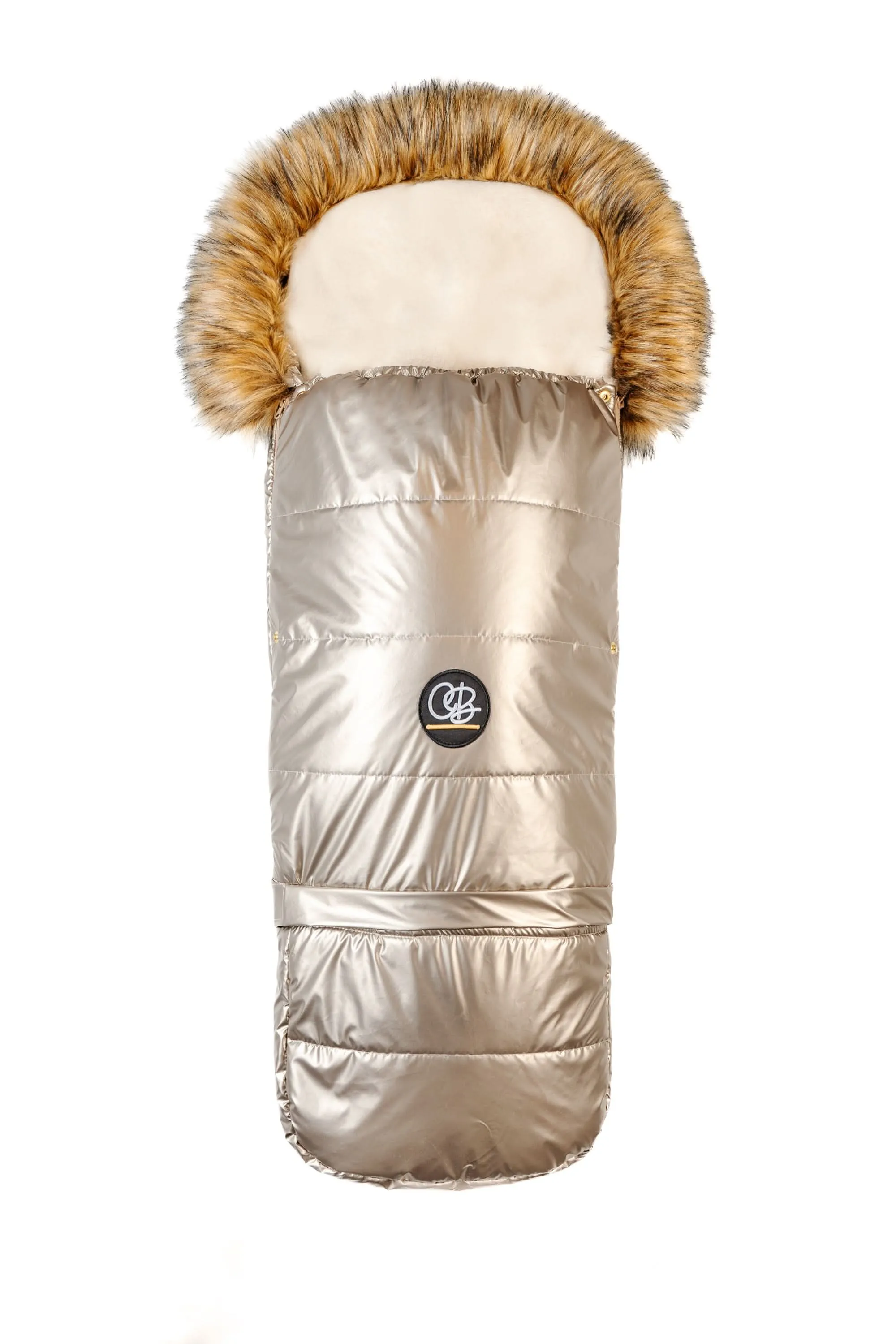 Cover Baby Organic Premium Beige Wool Adjustable Footmuff, Pastel Gold