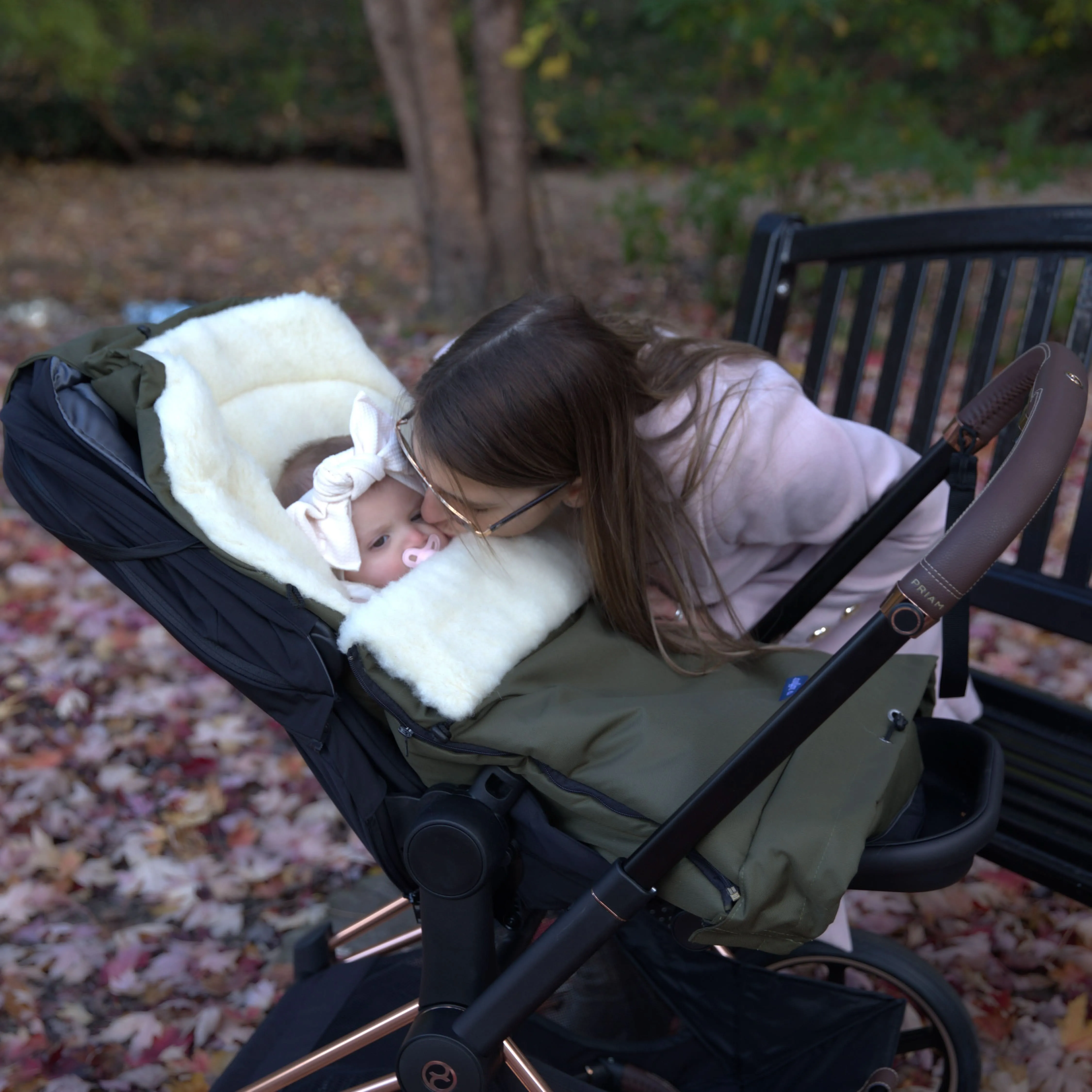 Cover Baby Organic Wool Adjustable Footmuff, Olive