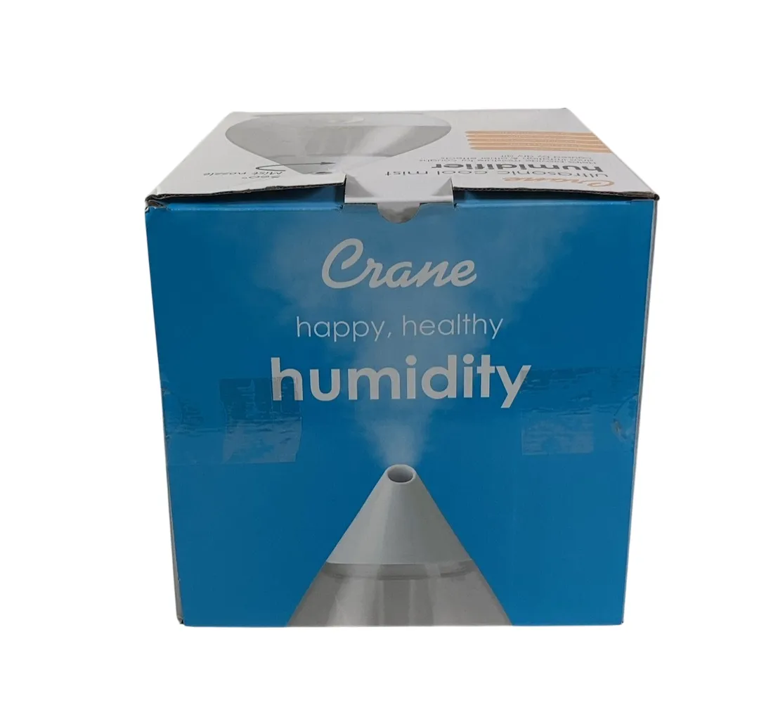 Crane 4-in-1 Drop Ultrasonic Cool Mist Humidifier, Clear & White
