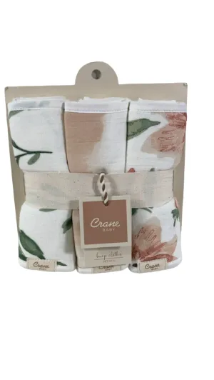 Crane Baby Cotton Muslin Burp Cloth Set, Parker