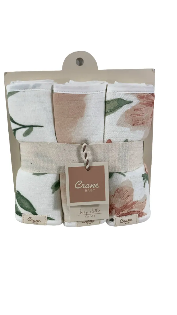 Crane Baby Cotton Muslin Burp Cloth Set, Parker