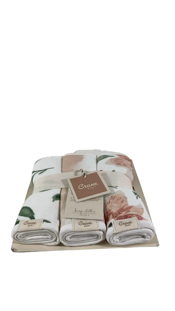 Crane Baby Cotton Muslin Burp Cloth Set, Parker