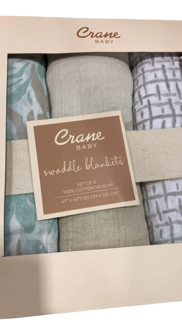 Crane Baby Cotton Muslin Swaddle Blankets Set of 3, Beach Life