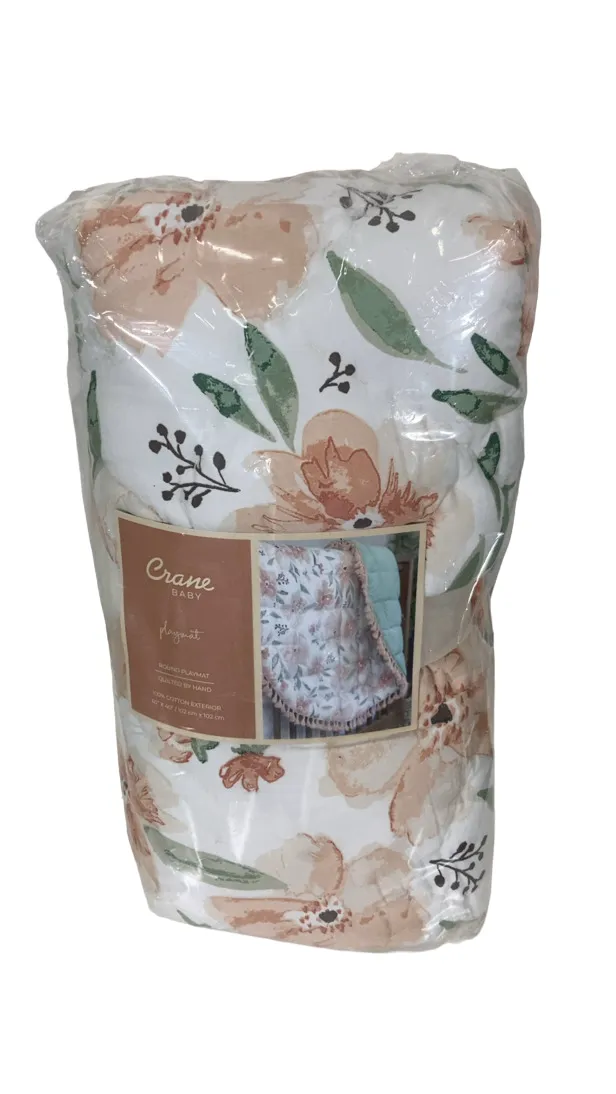 Crane Baby Cotton Quilted Play Mat, Parker (Pink Floral)