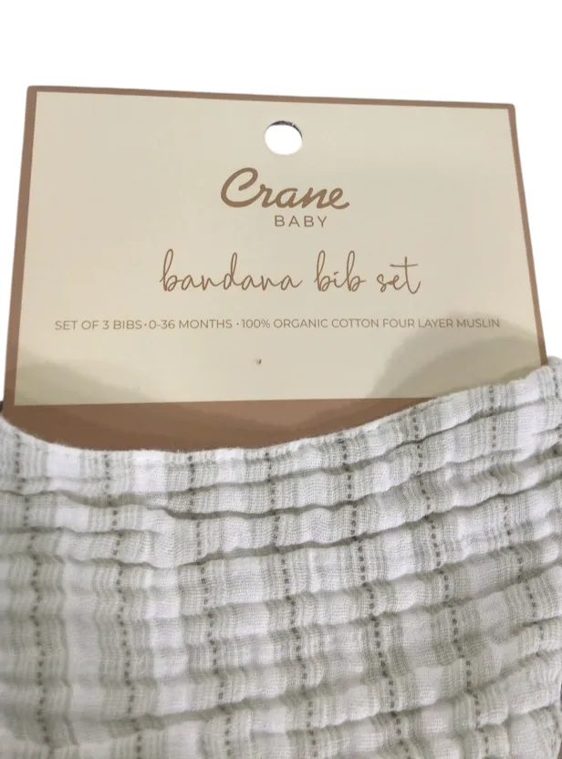 Crane Baby Muslin 3 Piece Bib Set, Bunny