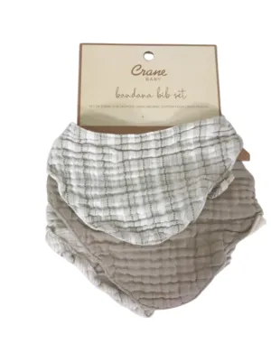 Crane Baby Muslin 3 Piece Bib Set, Bunny