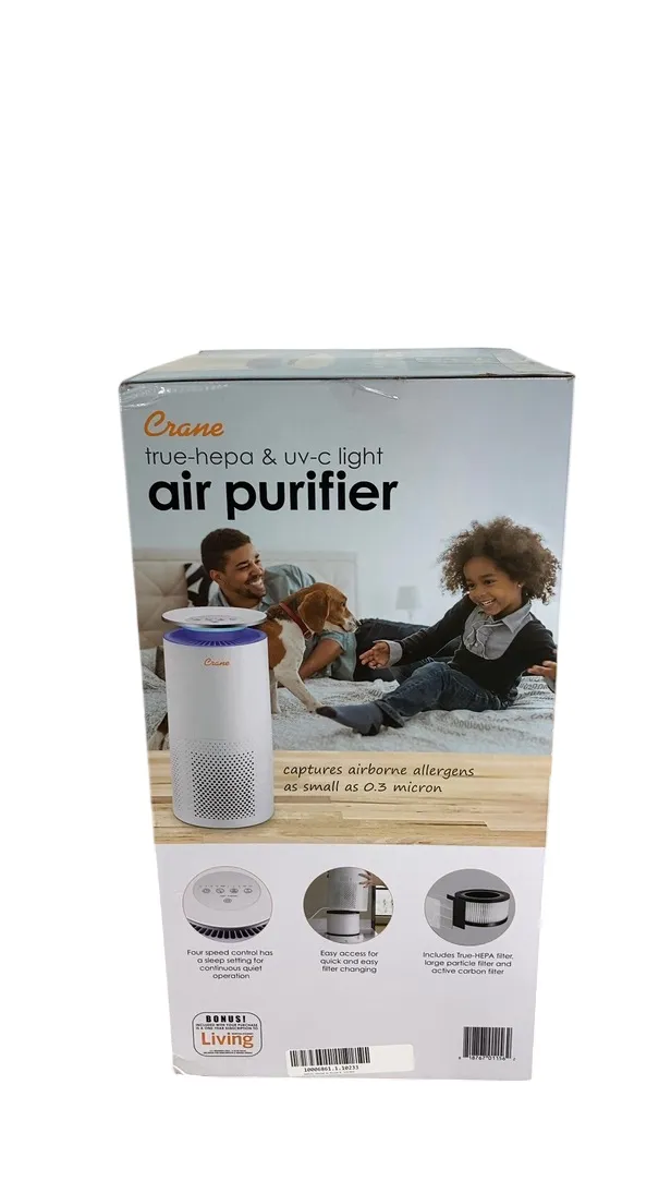 Crane True HEPA Tower Air Purifier with UV Light