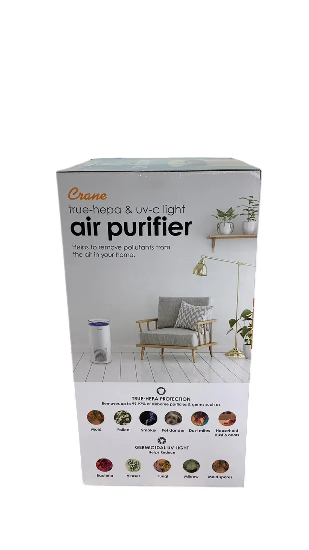 Crane True HEPA Tower Air Purifier with UV Light