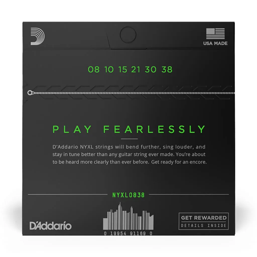 D'Addario - NYXL0838 - NYXL 08-38 Nickel Wound Electric Guitars Strings, Extra Super Light - Electric Guitar Strings