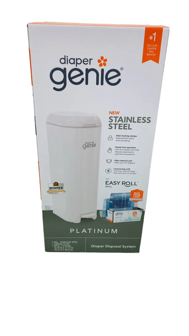 Diaper Genie Platinum Diaper Pail, White