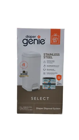 Diaper Genie Select Diaper Pail Gift Set, Lily White
