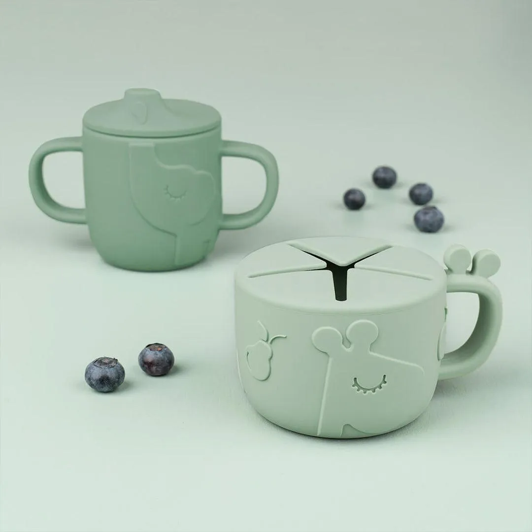 Done by Deer Peekaboo Spout/Snack Cup Set - Green - Deer Friends