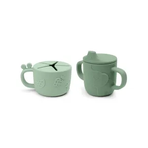 Done by Deer Peekaboo Spout/Snack Cup Set - Green - Deer Friends