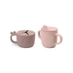 Done by Deer Peekaboo Spout/Snack Cup Set - Powder - Deer Friends