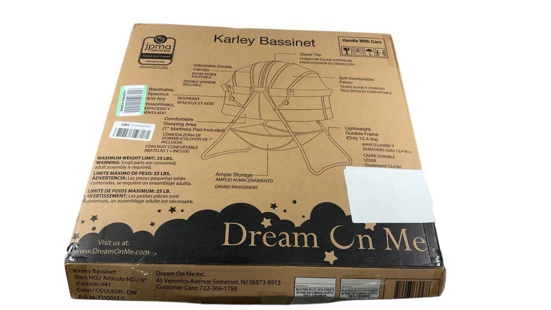 Dream On Me Karley Bassinet, Dove White, Original