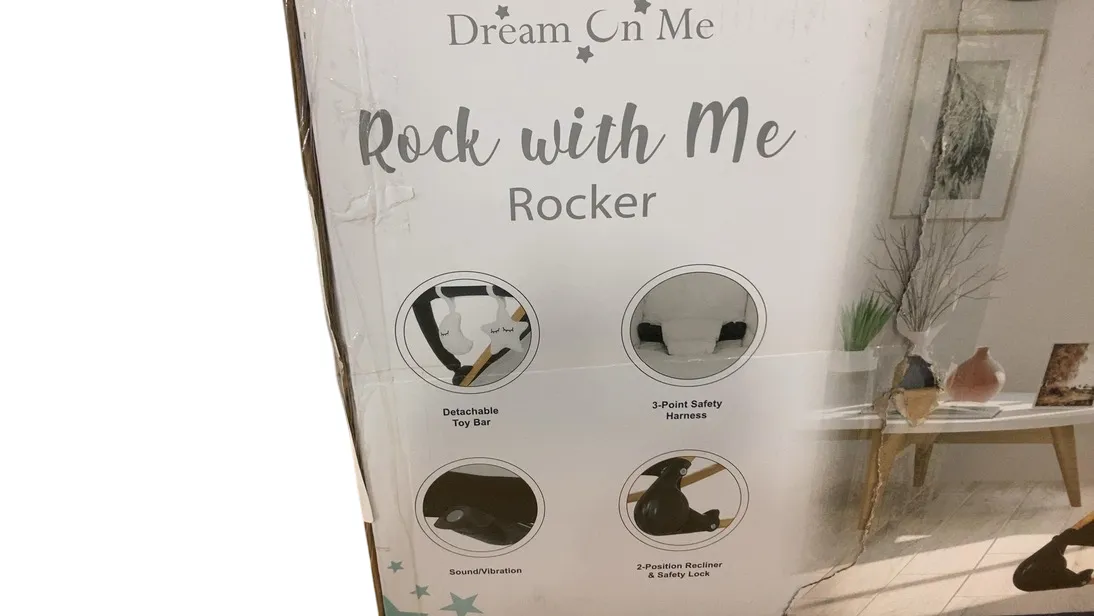Dream On Me Rock with me 2-in-1 Rocker and Stationary Seat, Black/Grey