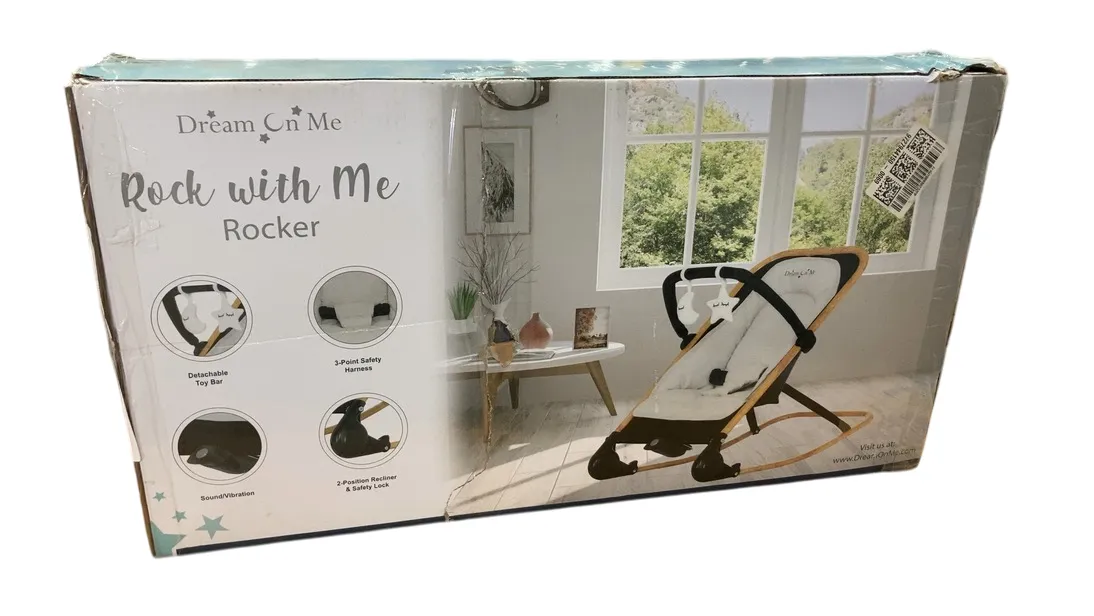 Dream On Me Rock with me 2-in-1 Rocker and Stationary Seat, Black/Grey