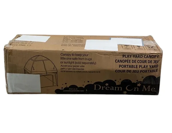 Dream On Me Ziggy Square Baby Playpen, Dove White, With Canopy