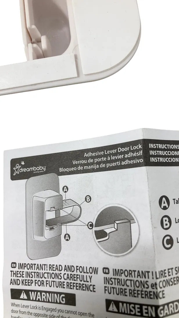 Dreambaby Adhesive Lever Door Handle Lock, 2 pack