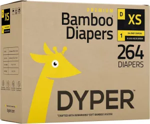 DYPER Bamboo Diaper Box, XS (10 Pounds and Under), 264 count