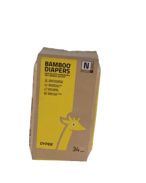 DYPER Bamboo Diapers, Newborn, 34 Count