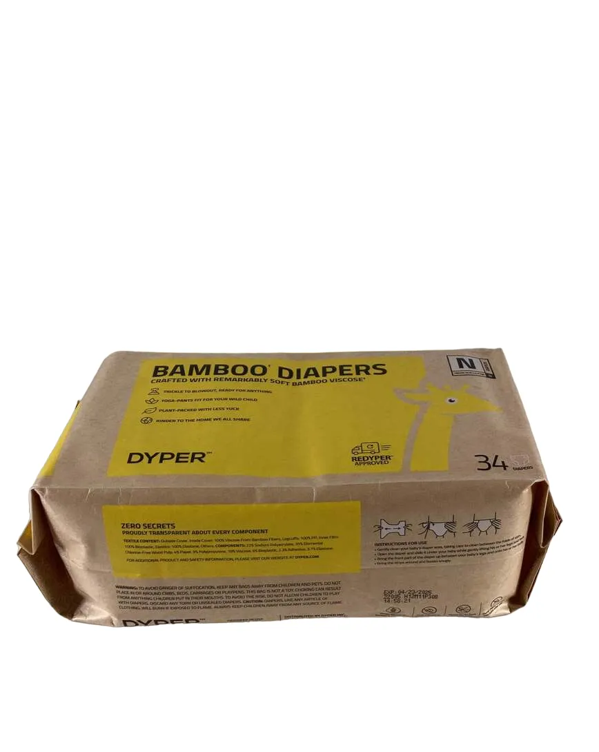 DYPER Bamboo Diapers, Newborn, 34 Count