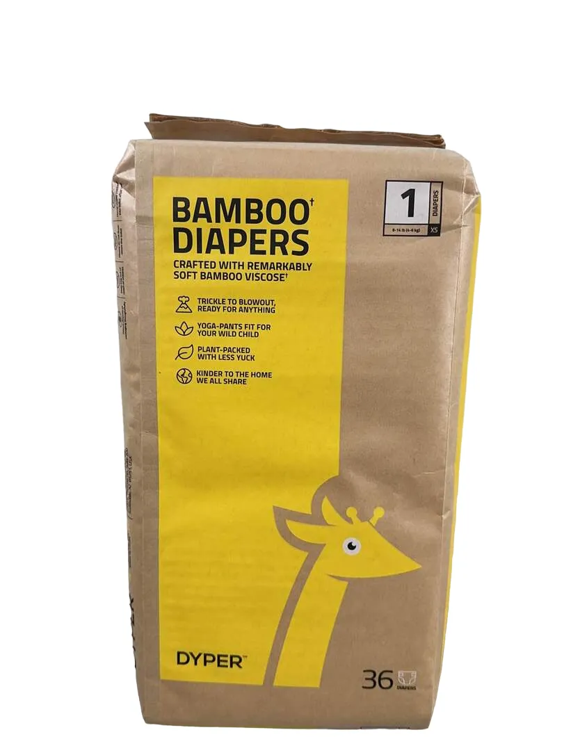 DYPER Bamboo Diapers, Size 1, 36 Count